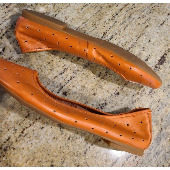 Korks Kork Ease Flats Leather Orange Nessa Women's Sz 10/42 Balet Flats Vented - Picture 7 of 10
